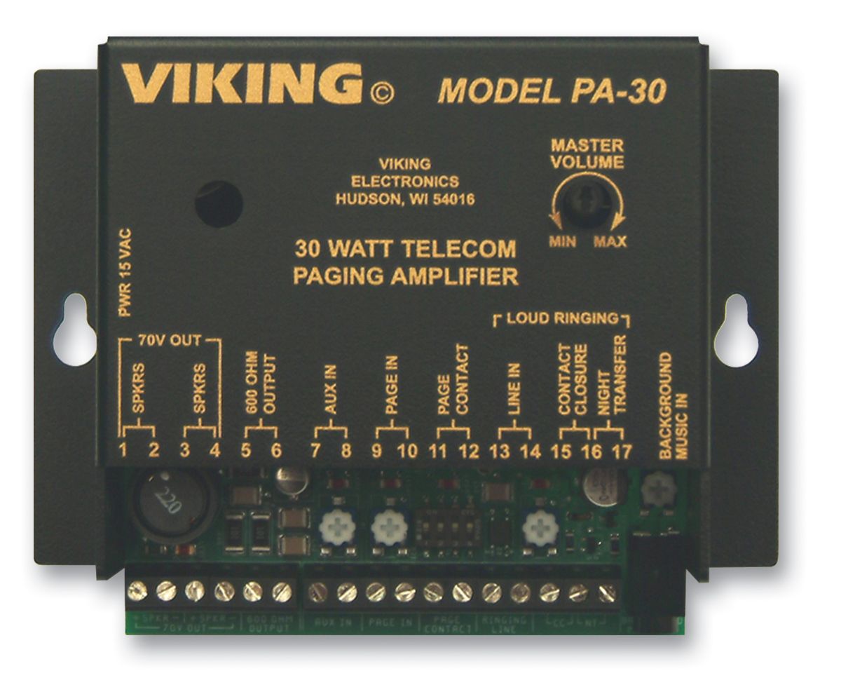 Viking Electronics PA-30 30 Watt Telecom Paging Amp PA-30 - The Telecom Spot