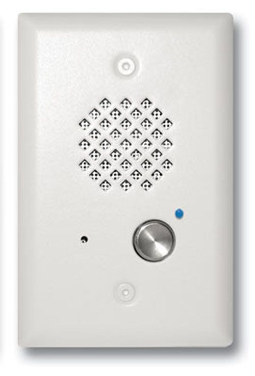 Viking Electronics Satin White Entry Phone with Automatic Disconnect and Blue LED E-40-WH - The Telecom Spot