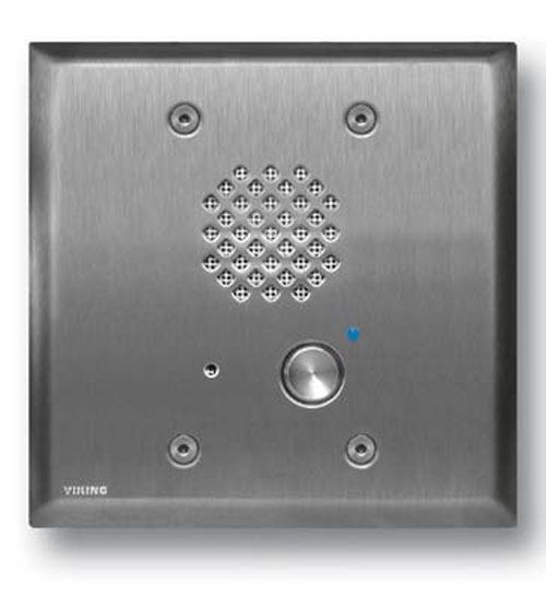 Viking Electronics Stainless Steel Entry Phone with Automatic Disconnect & Blue LED with Enhanced Weather Protection (EWP) E-60-SS-EWP - The Telecom Spot