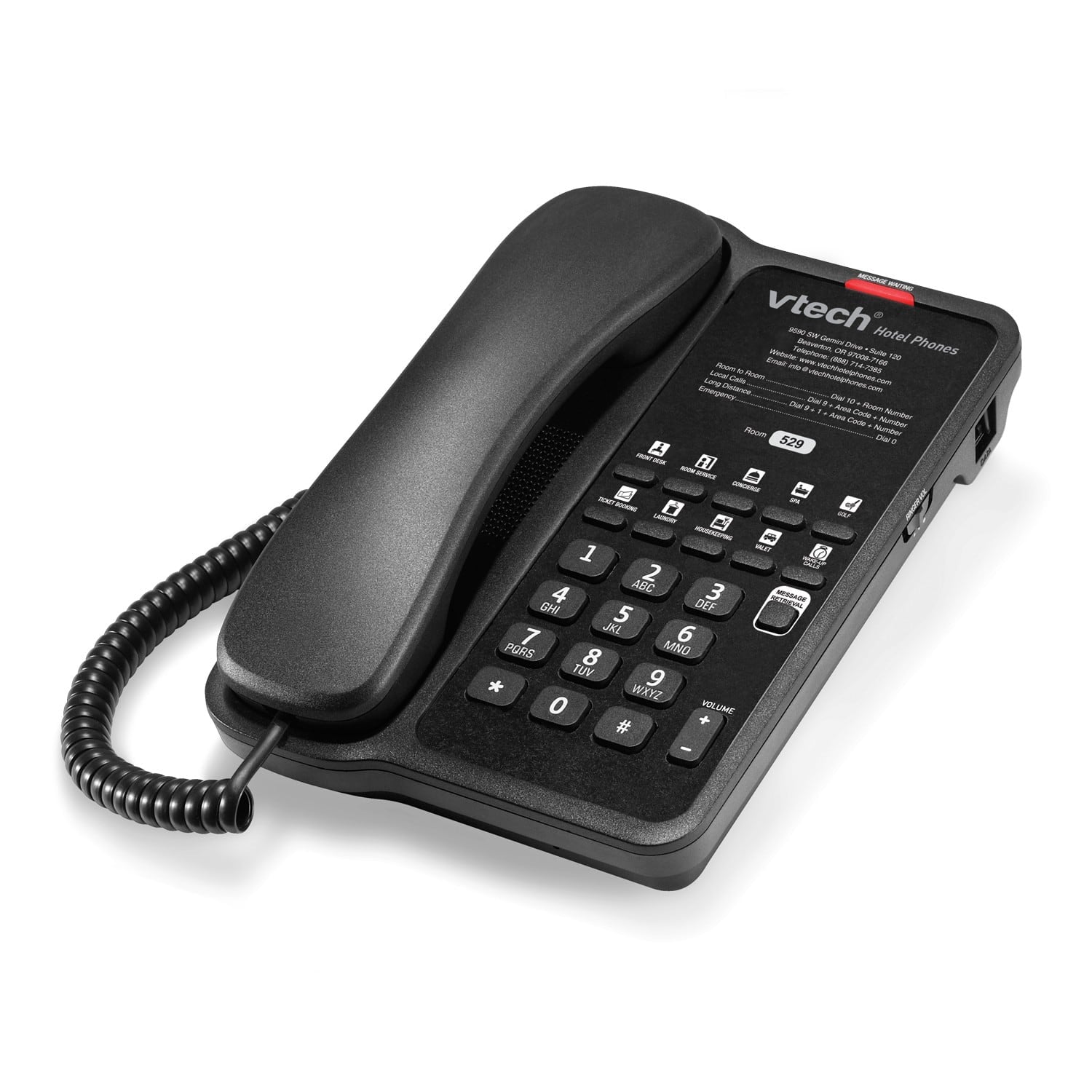 VTech Hospitality CL - A1110 Matte Black Classic Analog 1 - Line Corded Lite Phone (80 - H0AH - 13 - 000) 80-H0AH-13-000 - The Telecom Spot