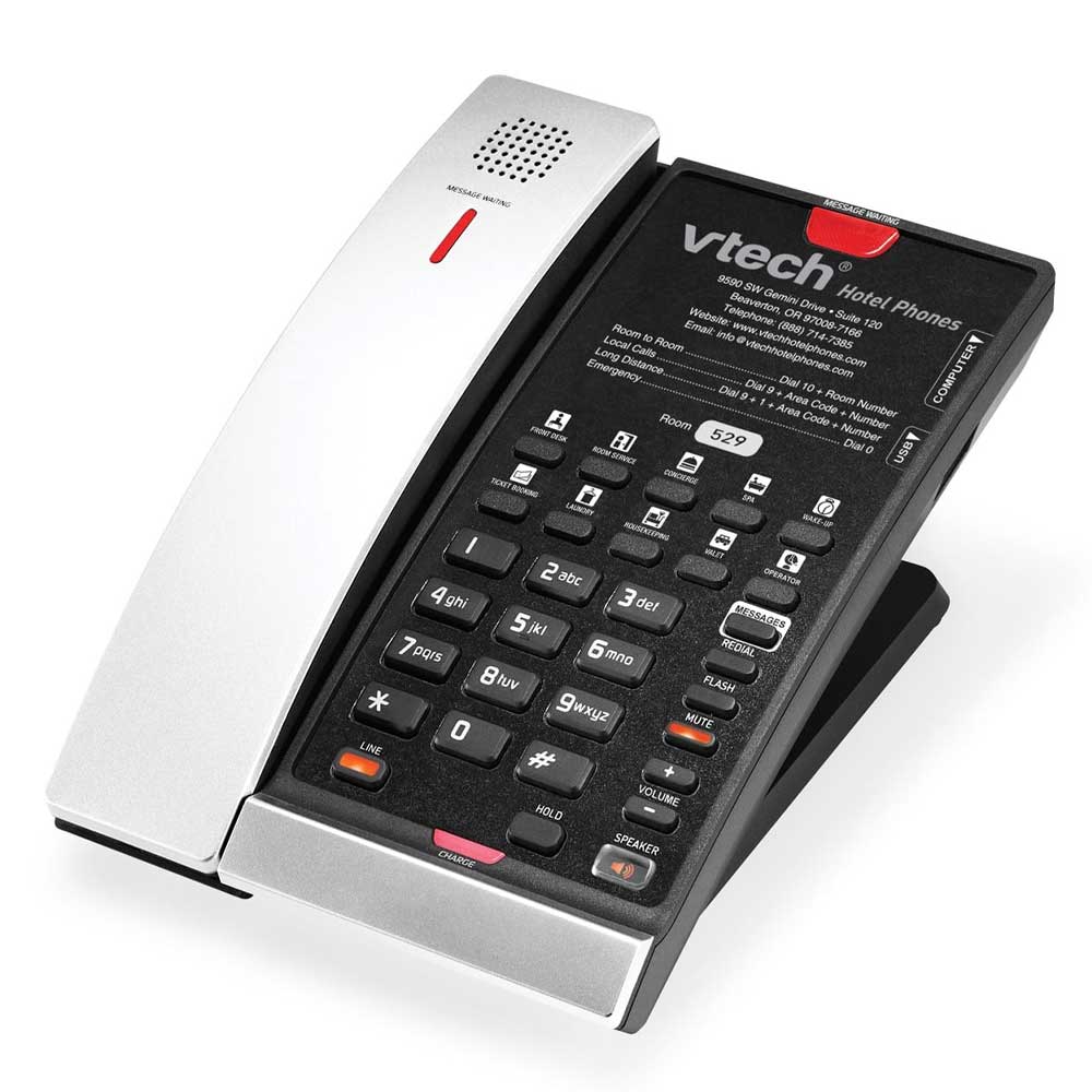 VTech Hospitality CTM - S2412 Silver & Black No Emergency Contemporary SIP 1 - Line Cordless Phone (80 - H0HB - 00 - 000) 80-H0HB-00-000 - The Telecom Spot