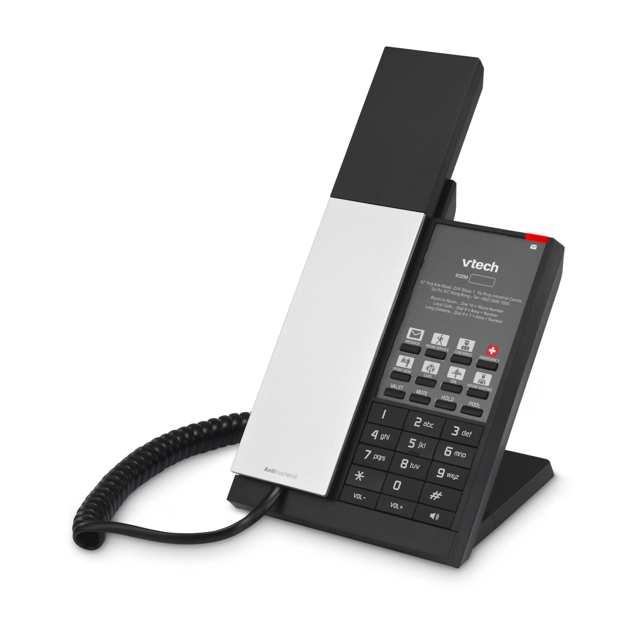VTech Hospitality NG - A3211 Silver & Black NG Analog 1 - Line Corded Lobby Phone (80 - H0FA - 00 - 000) 80-H0FA-00-000 - The Telecom Spot