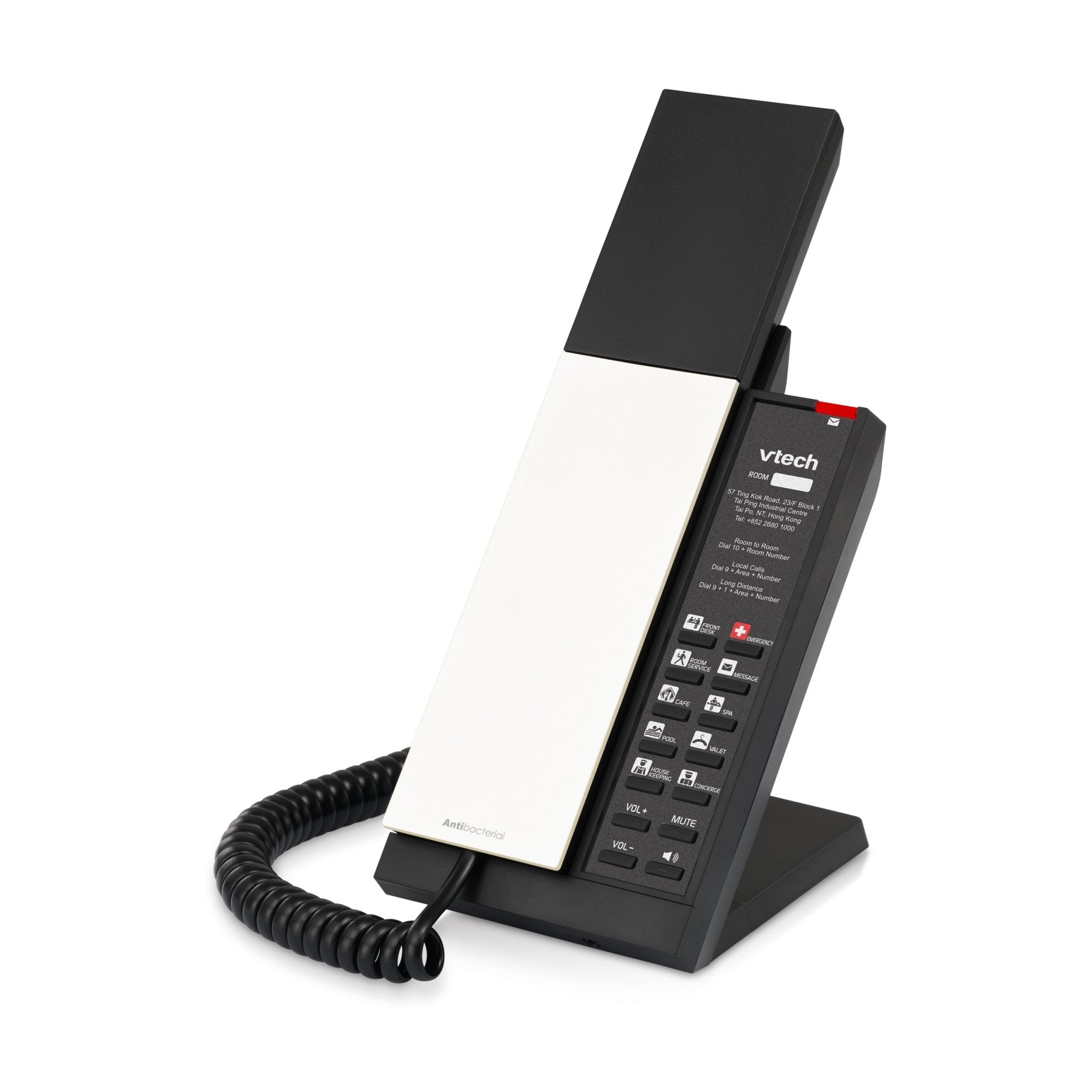 VTech Hospitality NG - A3212 Pearl & Black NG Analog 1 - Line Corded Lobby Phone (80 - H0GL - 08 - 000) 80-H0GL-08-000 - The Telecom Spot