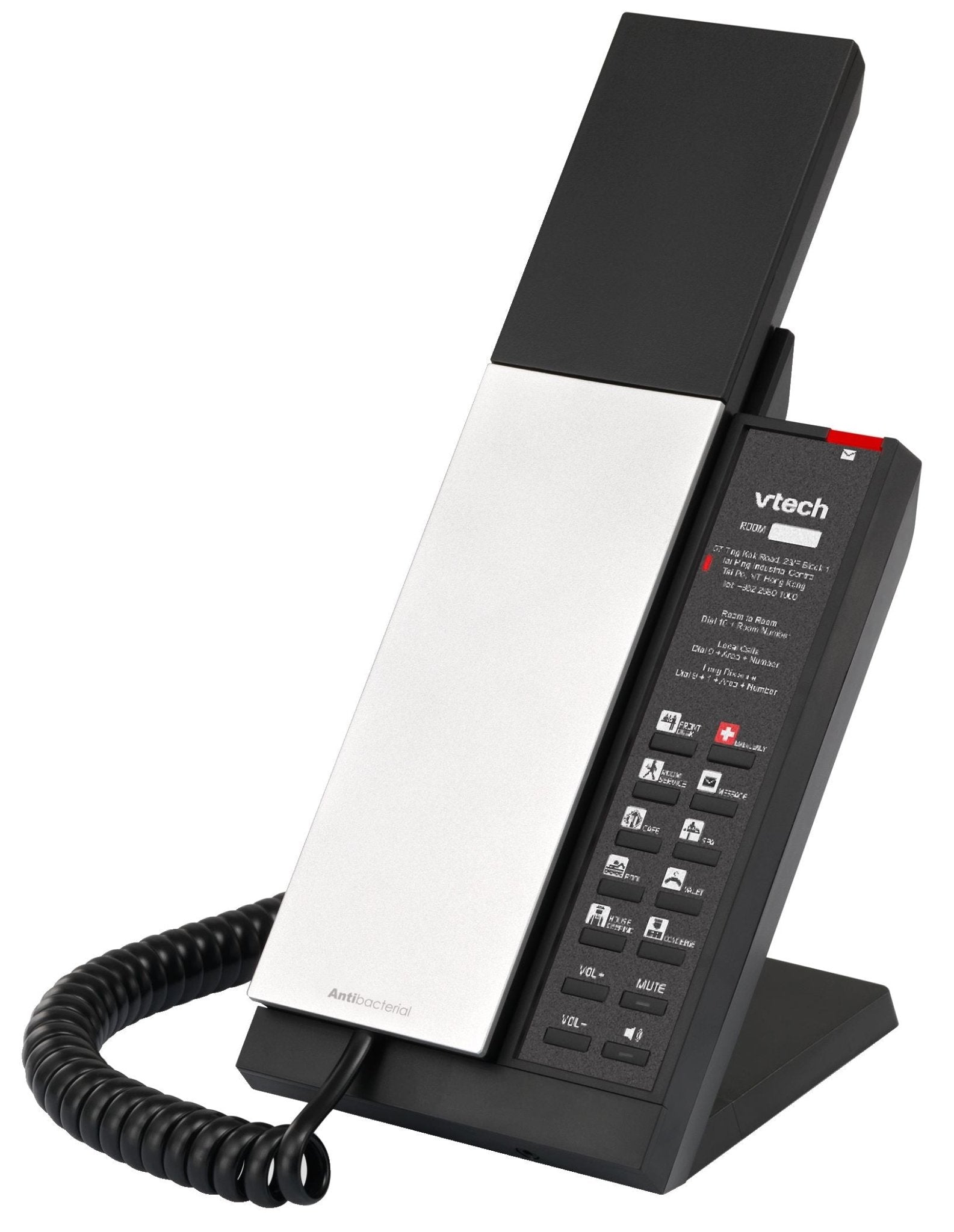 VTech Hospitality NG - A3212 Silver & Black NG Analog 1 - Line Corded Lobby Phone (80 - H0GL - 00 - 000) 80-H0GL-00-000 - The Telecom Spot