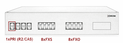 Xorcom XR2072 Asterisk PBX: 1 E1/T1 + 8 FXS + 8 FXO XR2072 - The Telecom Spot