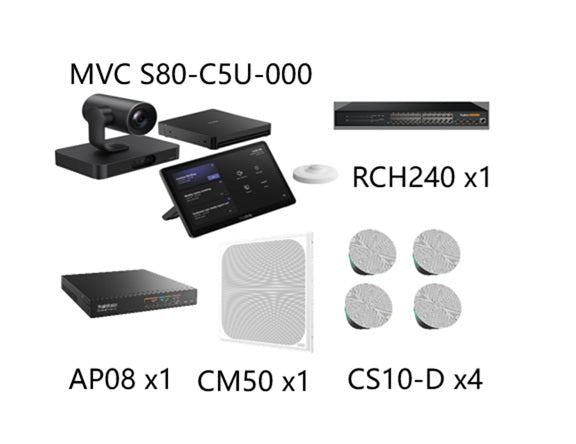 Yealink MVCS80CEAUDIO Microsoft Teams Rooms System – 4K AI PTZ Camera and Dante Ceiling Audio for Large Conference Rooms MVCS80CEAUDIO - The Telecom Spot